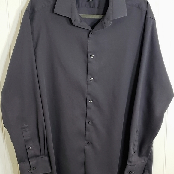 Claiborne Dress Shirt Wrinkle Free Fitted Long Sleeve Charcoal 17 1/2 XL - Picture 7 of 13